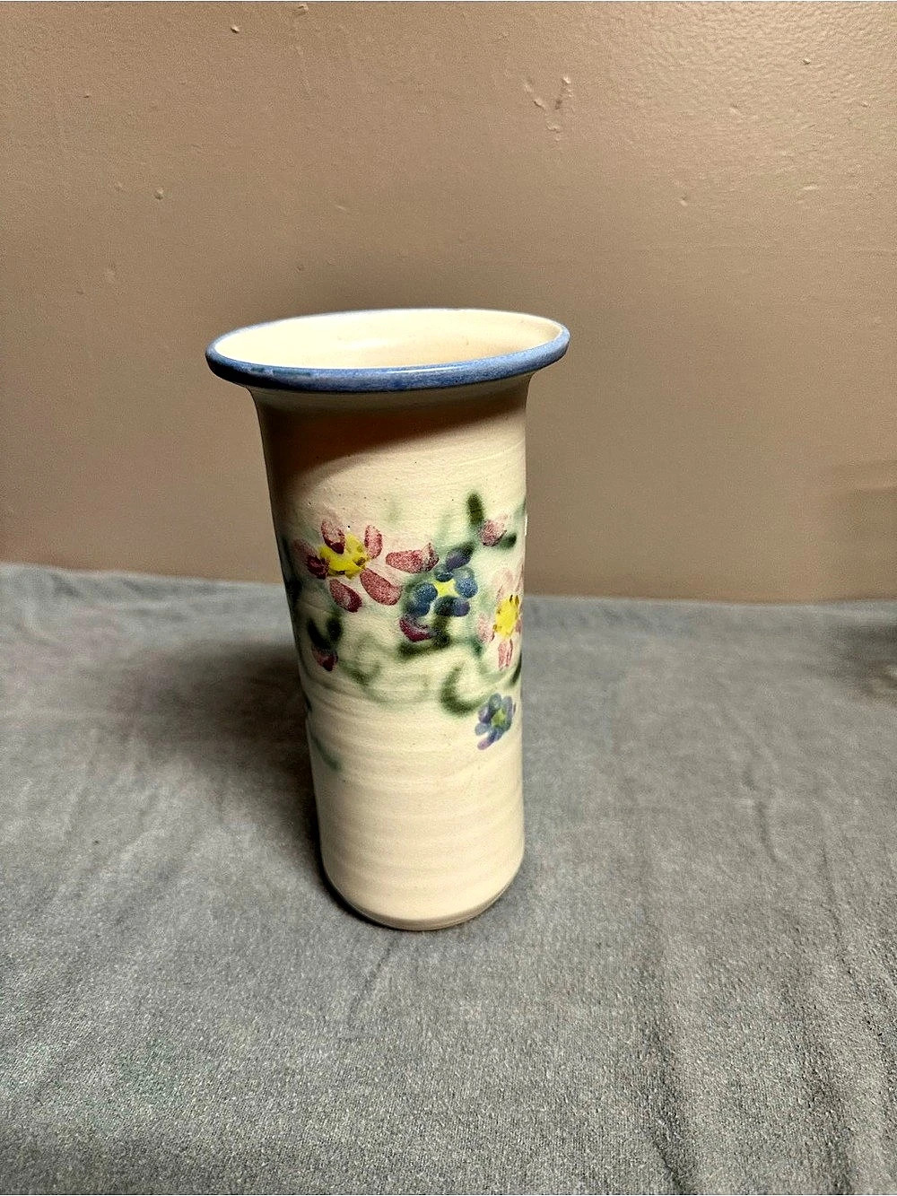 Floral Cream & Blue Vase